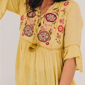 Yellow Embroidered Top